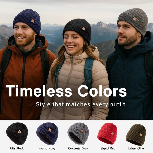 Merino Wool Beanie Hat Unisex Large Size Warm Soft Knit Winter Accessory main image 6
